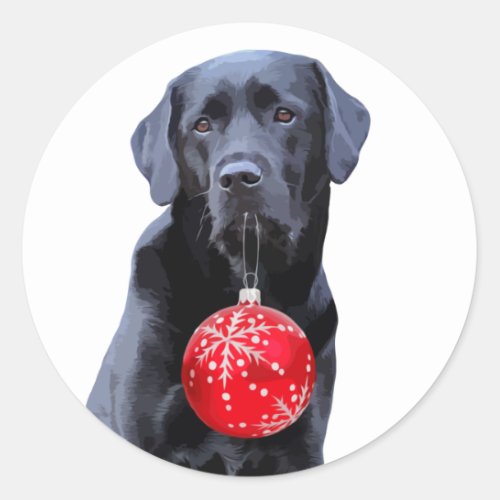 Black Lab Christmas _ Labrador Puppy Cute Dog Classic Round Sticker