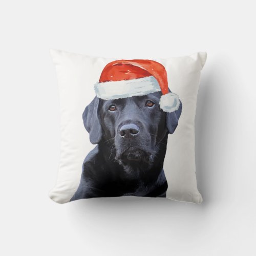 Black Lab Christmas Labrador Retriever Throw Pillow