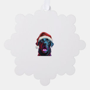 Black Lab Christmas Magic_ Labrador in Santa Hat Ornament Card