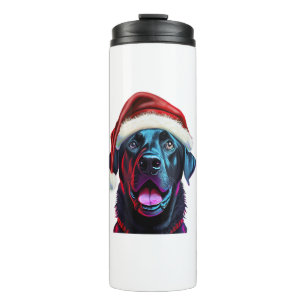 Black Lab Christmas Magic_ Labrador in Santa Hat Thermal Tumbler