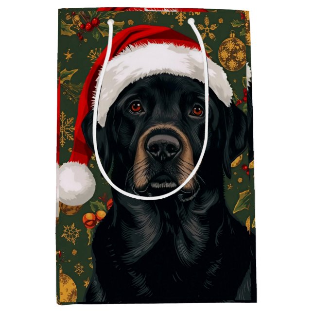 Black lab christmas medium gift bag (Front)