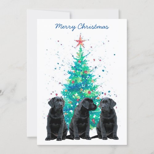 Black Lab Christmas Merry Labrador Cute Dog Puppy Invitation