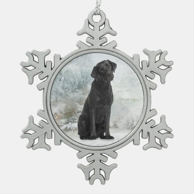 Black Lab Christmas Ornament (Front)