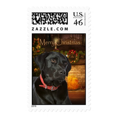 Black Lab Christmas Postage Stamp