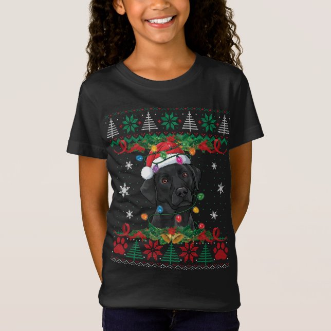 Black Lab Christmas Santa Ugly Sweater Dog Lover X (Front)