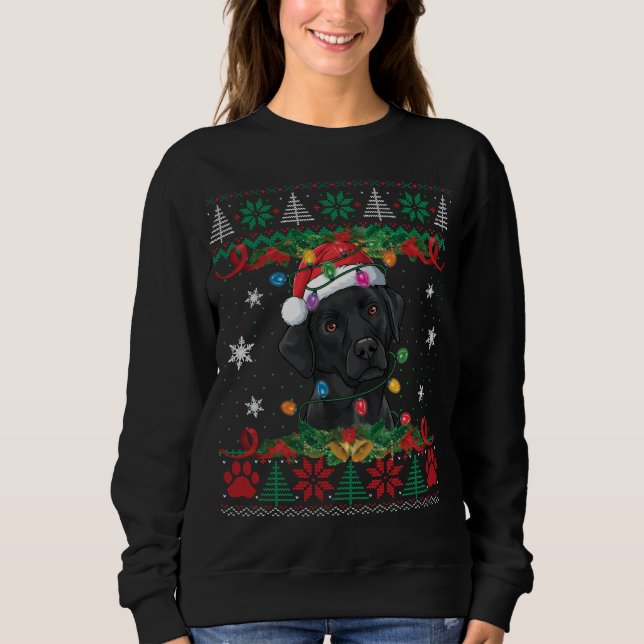 Black Lab Christmas Santa Ugly Sweater Dog Lover X (Front)