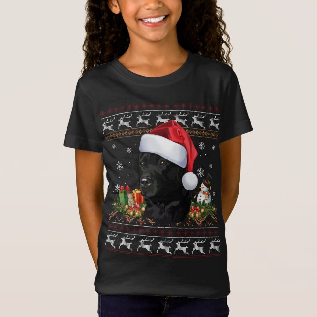 Black Lab Christmas Santa Ugly Sweater Dog Lover X (Front)
