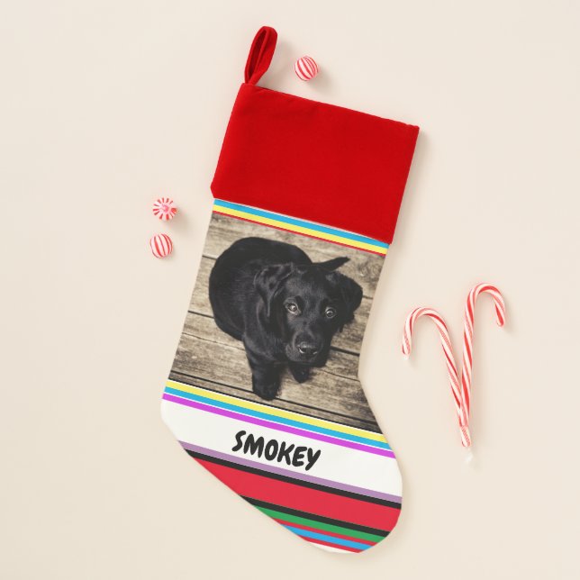 Black Lab Christmas Stocking personalized. (Front)