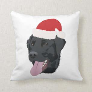 Black Lab Christmas Throw Pillow