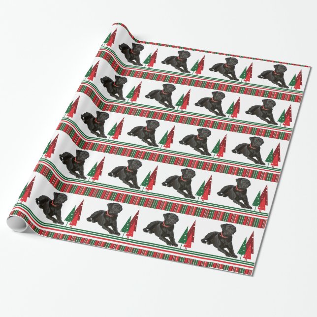 Black Lab Christmas Wrapping Paper (Unrolled)