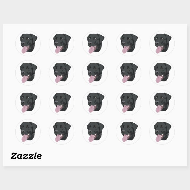 Black Lab Classic Round Sticker (Sheet)