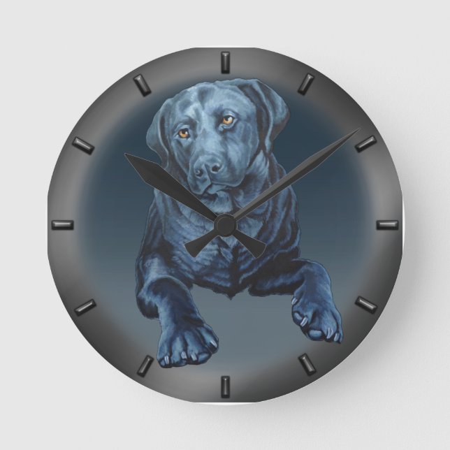 Black Lab Clock Labrador Retriever Wall Clock (Front)