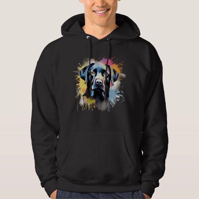 Black Lab Colorful Splash Graffiti Hoodie (Front)