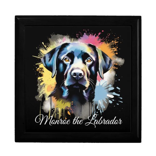 Black Lab Colorful Splash Graffiti Personalized Gift Box