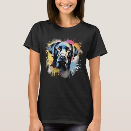 Black Lab Colorful Splash Graffiti T_Shirt