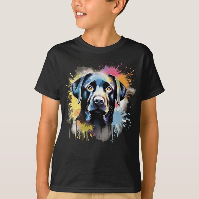 Black Lab Colorful Splash Graffiti T-Shirt (Front)