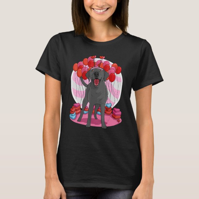 Black Lab Cute Labrador Retriever Heart Valentine T-Shirt (Front)