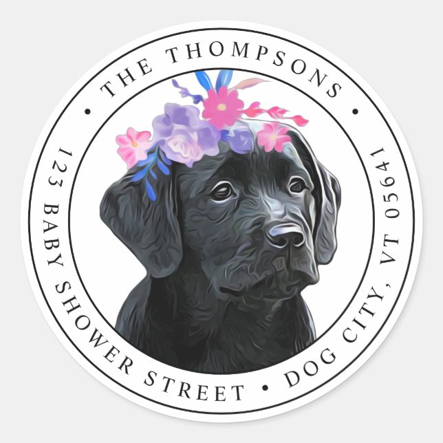 Black Lab Cute Puppy Return Address Label (Front)