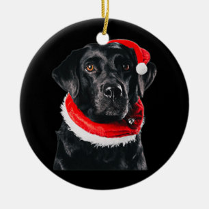 Black Lab Cute Santa Hat Image Christmas Gift Xmas Ceramic Ornament