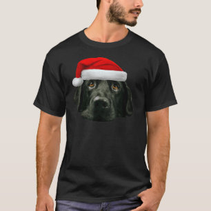 Black Lab Cute Santa Hat Image Christmas T-Shirt