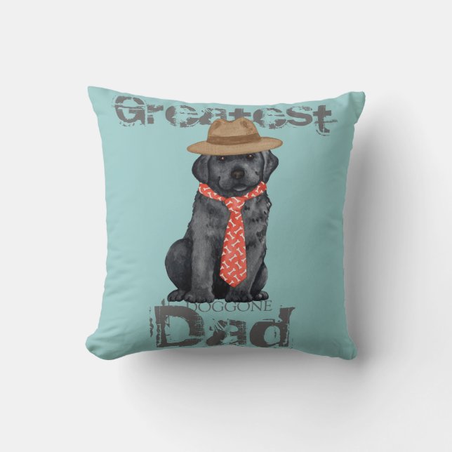Black Lab Dad Throw Pillow (Front)