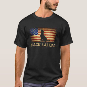 Black Lab Dad Vintage American Flag Patriotic Dog T-Shirt