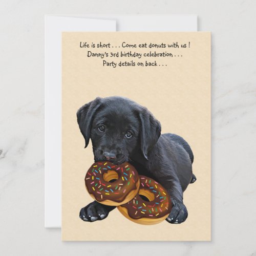 Black Lab Dog and Donuts Invitation