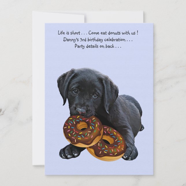 Black Lab Dog and Donuts Invitation (Front)