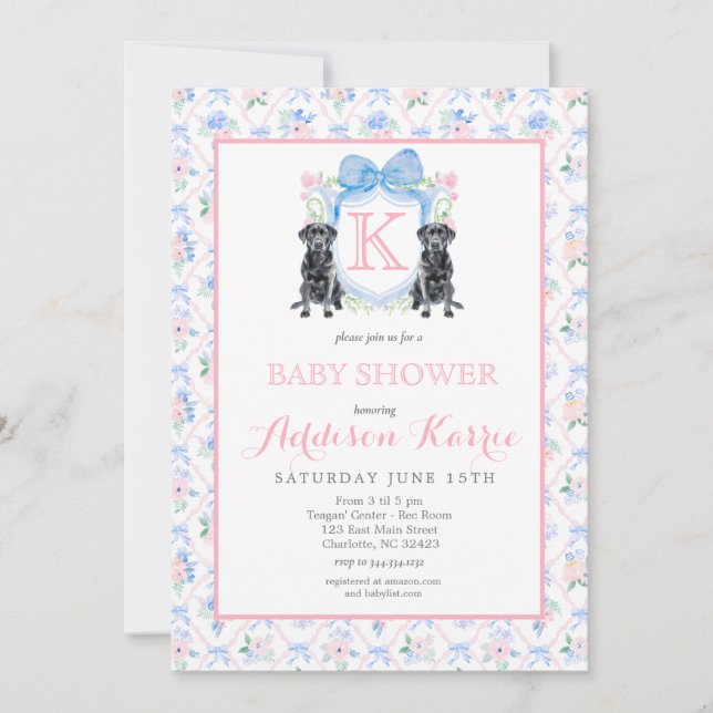 Black Lab Dog Baby Shower Invitation (Front)