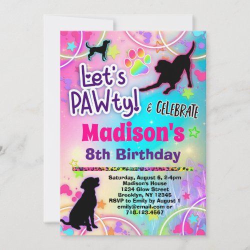 Black Lab Dog Birthday PAWty Invitation for Kids