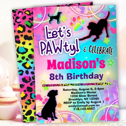 Black Lab Dog Birthday PAWty Invitation for Kids