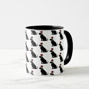 Black Lab Dog Christmas Santa Hat Holly Fun Mug