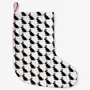 Black Lab Dog Christmas Santa Hat Holly Fun Small Christmas Stocking