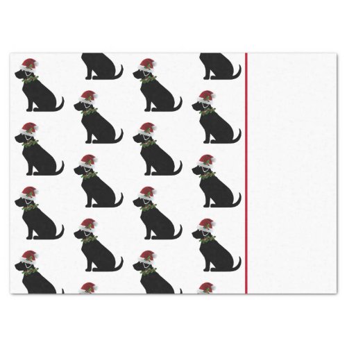 Black Lab Dog Christmas Santa Hat Holly Modern Tissue Paper