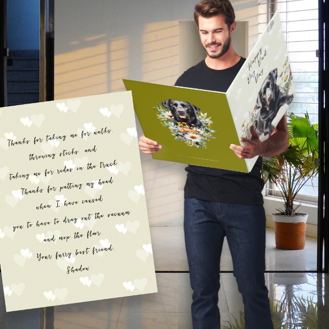 Black Lab Dog Dad Big Card With Message (Creator Uploaded)