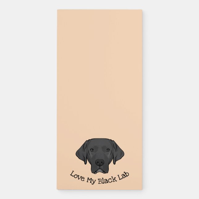 Black Lab Dog Design Magnetic Fridge Notepad (Front)