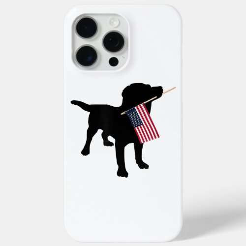 Black Lab Dog Holding July 4th Patriotic USA Flag iPhone 15 Pro Max Case