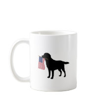 Black Lab Dog Holding July 4th Patriotic USA Flag