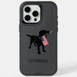 Black Lab Dog Holding July 4th Patriotic USA Flag iPhone 15 Pro Max Case