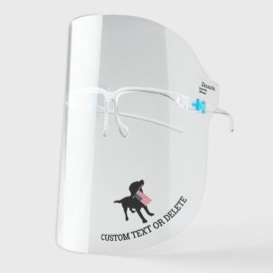 Black Lab Dog holding USA American Flag Custom Face Shield