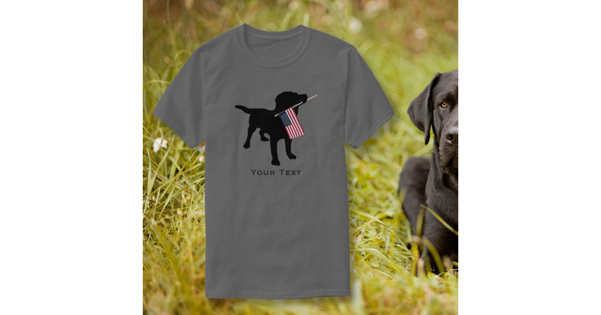 Black Lab Dog holding USA Flag, 4th of July T-Shirt | Zazzle