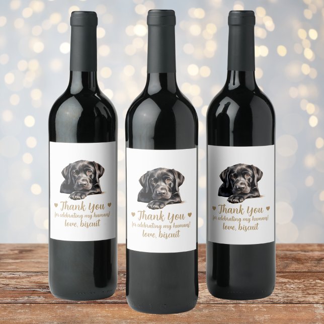Black Lab Dog I Do Too Wedding Wine Label (Creator Uploaded)