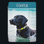 Black Lab Dog in Water iPad Pro Cover<br><div class="desc">This iPad cover design features a beautiful graphic of a black Labrador dog in water. Makes a great gift for the lab owner or dog lover. Personalize it with your last name. Great gift! Created by Simply Farmhouse Press.</div>