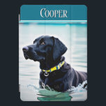 Black Lab Dog in Water iPad Pro Cover<br><div class="desc">This iPad cover design features a beautiful graphic of a black Labrador dog in water. Makes a great gift for the lab owner or dog lover. Personalize it with your last name. Great gift! Created by Simply Farmhouse Press.</div>