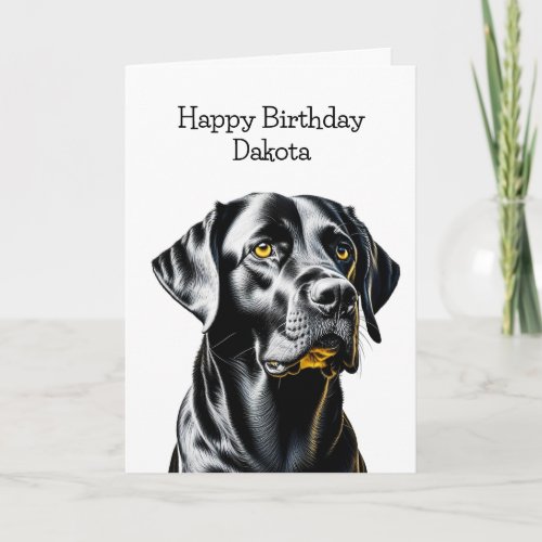 Black Lab Dog Lovers  Personalized Birthday Card