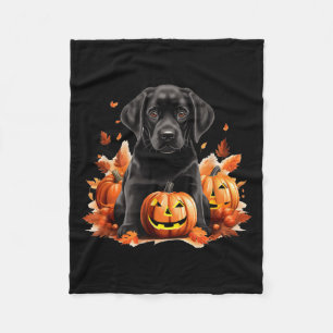 Black Lab Dog Mom Dad Halloween Fall Funny Fleece Blanket