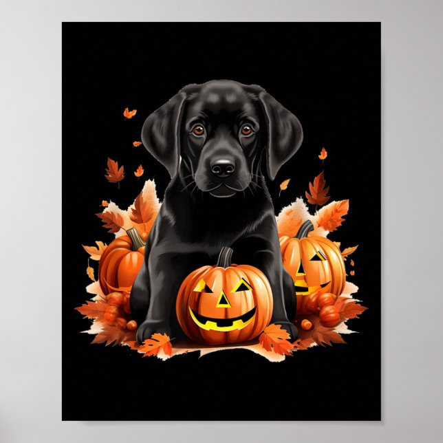 Black Lab Dog Mom Dad Halloween Fall Funny Poster (Front)