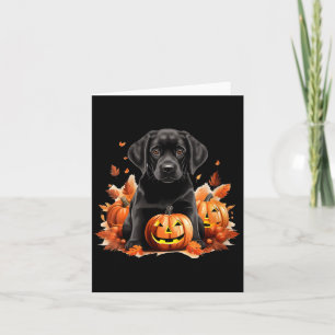 Black Lab Dog Mom Dad Halloween Fall Funny V-Neck Card