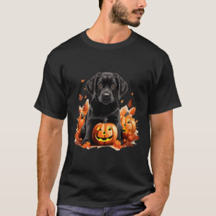 Black Lab Dog Mom Dad Halloween Fall Funny V-Neck T-Shirt