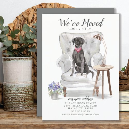 Black Lab Dog  Moving Announcement